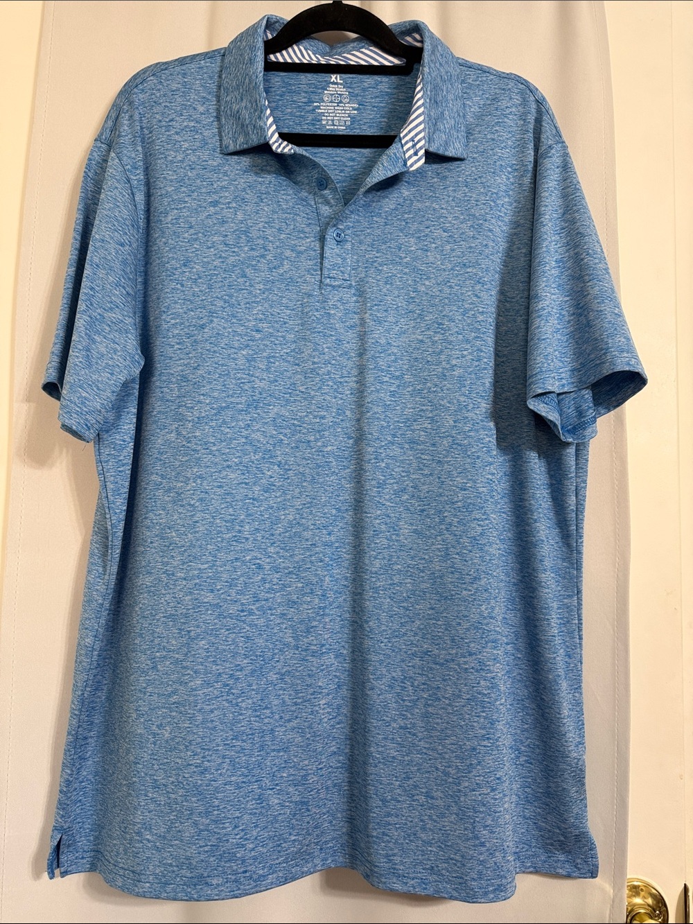 Men's Heathered Blue Performance Polo Shirt
